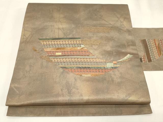 平和屋着物◎九寸名古屋帯　陶器箔蝶紋　金糸　正絹　逸品　CABF6011dy