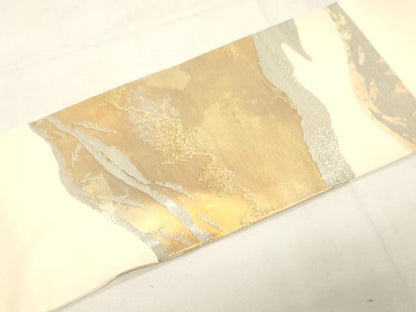 平和屋着物◎九寸名古屋帯　遠山文　金銀糸　正絹　逸品　未使用　CABF6013dy