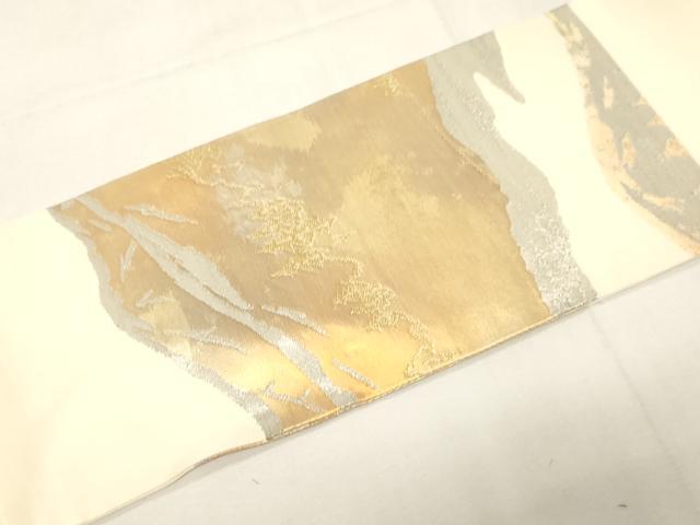 平和屋着物◎九寸名古屋帯　遠山文　金銀糸　正絹　逸品　未使用　CABF6013dy