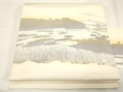 平和屋着物◎塩瀬　九寸名古屋帯　霞文　金彩　正絹　逸品　CABF6025dy