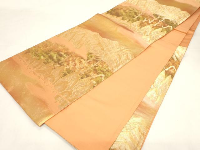 平和屋着物◎六通柄袋帯　遠山文　金糸　正絹　逸品　CABF6038dy