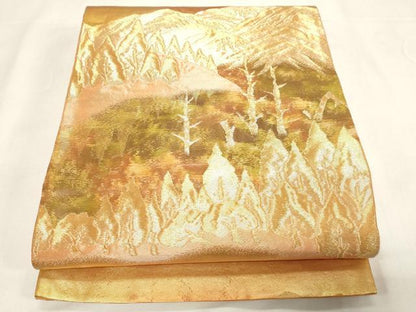 平和屋着物◎六通柄袋帯　遠山文　金糸　正絹　逸品　CABF6038dy