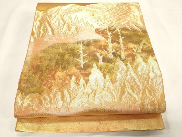 平和屋着物◎六通柄袋帯　遠山文　金糸　正絹　逸品　CABF6038dy
