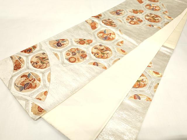 平和屋着物◎六通柄袋帯　地紙鳳凰花丸文　金銀糸　正絹　逸品　CABF6039dy