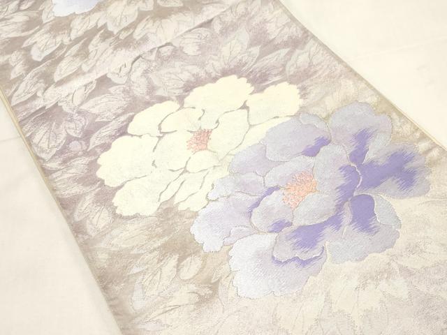 平和屋着物◎西陣　六通柄袋帯　草花文　銀糸　正絹　逸品　CABF6042dy