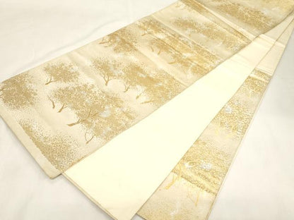 平和屋着物◎六通柄袋帯　樹林文　金銀糸　正絹　逸品　CABF6046dy