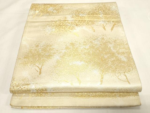 平和屋着物◎六通柄袋帯　樹林文　金銀糸　正絹　逸品　CABF6046dy