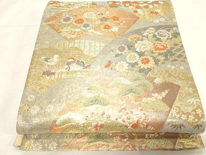 平和屋着物◎六通柄袋帯　小袖扇面文　金銀糸　正絹　逸品　CABF6058dy