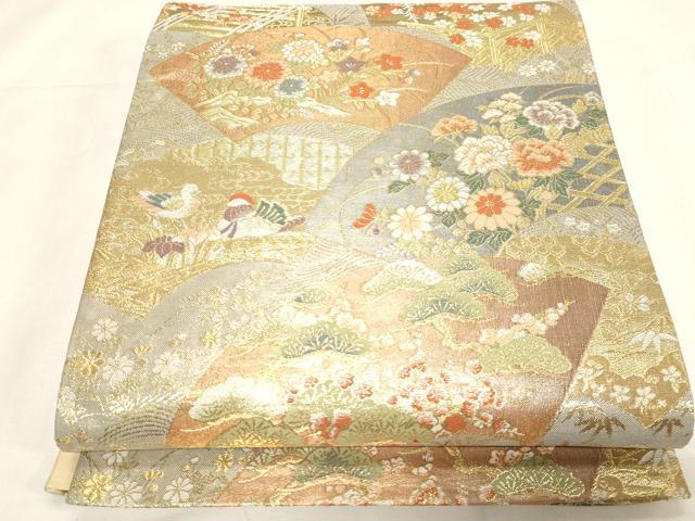 平和屋着物◎六通柄袋帯　小袖扇面文　金銀糸　正絹　逸品　CABF6058dy
