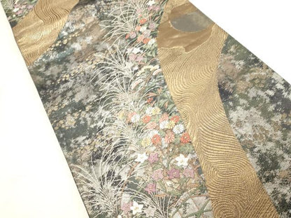 平和屋着物◎六通柄袋帯　唐織　満月光　金銀糸　引箔　正絹　逸品　CABF6059dy