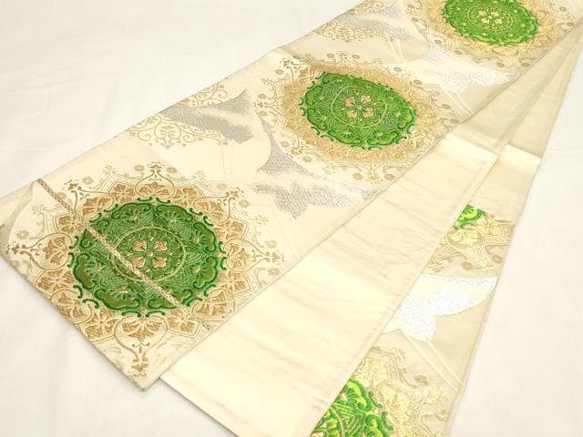 平和屋着物◎六通柄袋帯　正倉院花鳥文　金銀糸　正絹　逸品　CABF6061dy