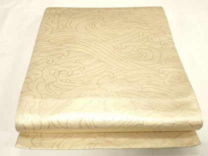 平和屋着物◎六通柄袋帯　立波文　金糸　正絹　逸品　CABF6062dy