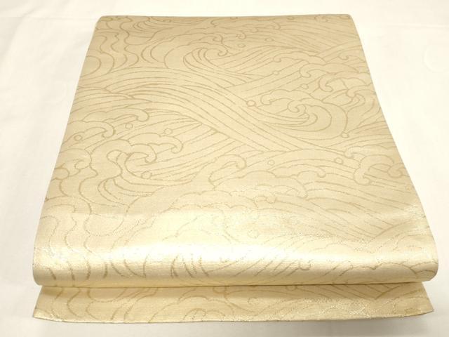 平和屋着物◎六通柄袋帯　立波文　金糸　正絹　逸品　CABF6062dy