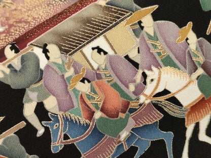 平和屋着物■豪華黒留袖　駒刺繍　萬寿染　人物文　暈し染め　金銀彩　正絹　逸品　CABF6131dy