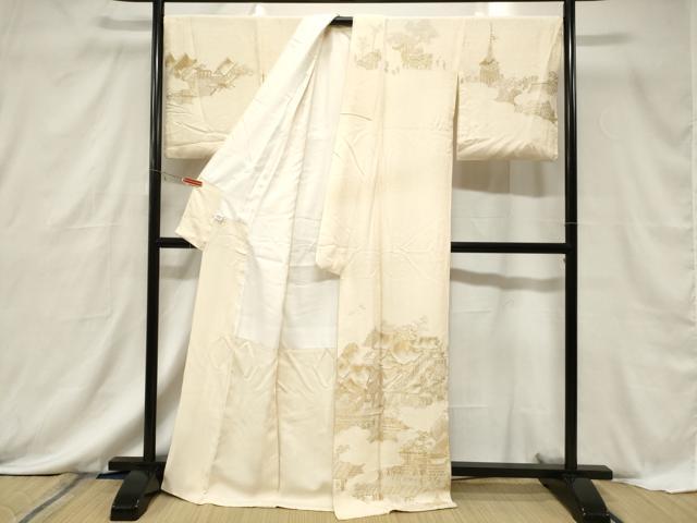 平和屋着物■訪問着　寿光織　人物文　金糸　正絹　逸品　CABF6137dy