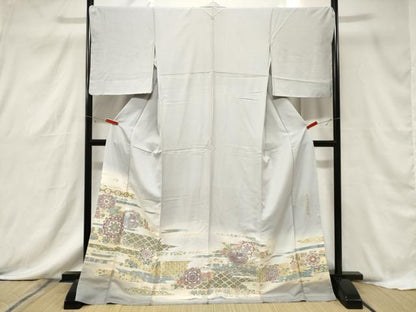 平和屋着物■豪華色留袖 寿光織 吉祥華紋錦図 暈し染め 金糸 ロング丈 正絹 逸品 CABF6140dy