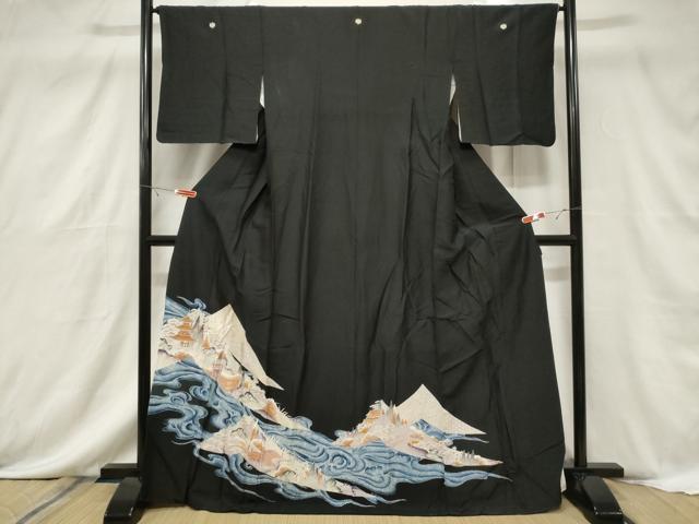 平和屋着物■豪華黒留袖 風景文 正絹 逸品 CABF6154dy