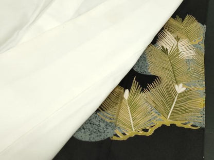 平和屋着物■豪華黒留袖　刺繍　松葉文　金彩　正絹　逸品　CABF6155dy