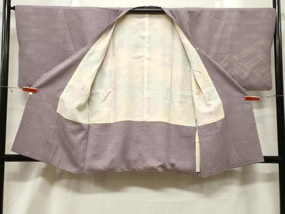 平和屋着物＃道行コート　絞り　刺繍　草花文　正絹　逸品　CABF6164dy