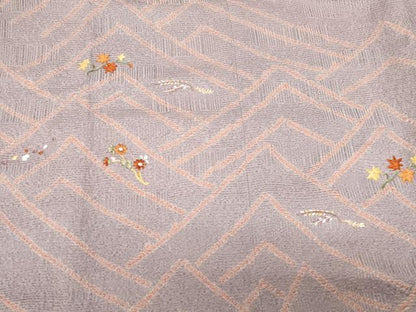 平和屋着物＃道行コート　絞り　刺繍　草花文　正絹　逸品　CABF6164dy