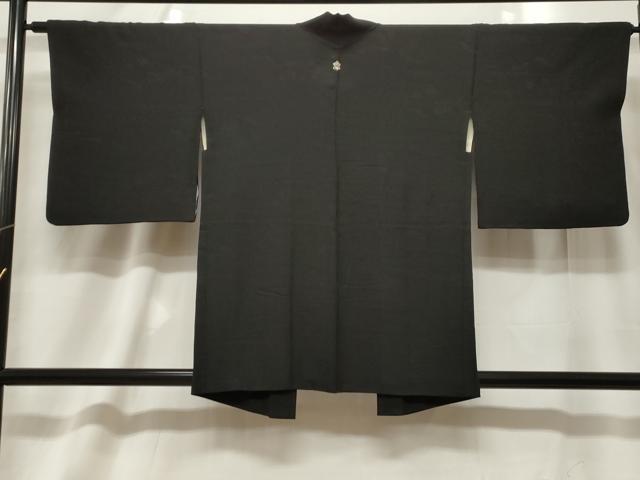 平和屋着物＃羽織　流水草木地紋　黒地　正絹　逸品　CABF6165dy