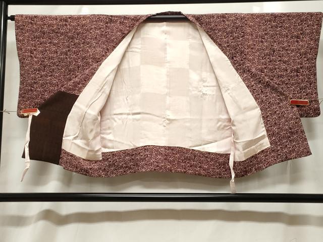 平和屋着物＃道行コート　型染め　笹竹文　鬼しぼ縮緬　正絹　逸品　CABF6168dy
