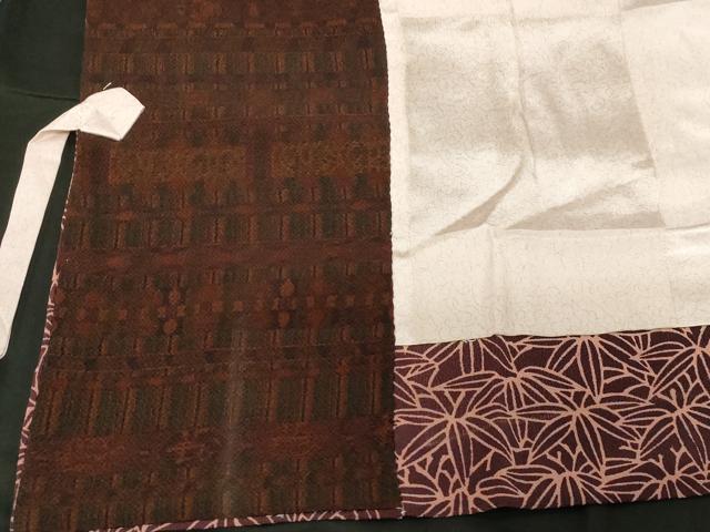 平和屋着物＃道行コート　型染め　笹竹文　鬼しぼ縮緬　正絹　逸品　CABF6168dy