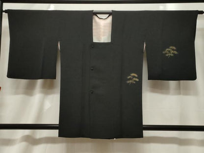 平和屋着物＃道行コート　鉾　吉祥文　黒地　金彩　正絹　逸品　CABF6169dy