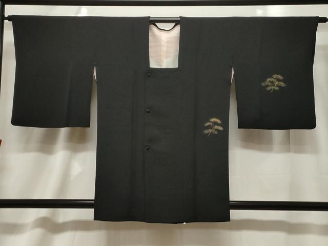 平和屋着物＃道行コート　鉾　吉祥文　黒地　金彩　正絹　逸品　CABF6169dy