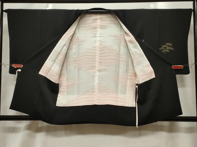 平和屋着物＃道行コート　鉾　吉祥文　黒地　金彩　正絹　逸品　CABF6169dy