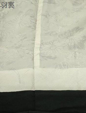 平和屋着物＃中国三大刺繍　相良刺繍　総刺繍　羽織　草花文　黒地　正絹　逸品　CABF6173dy