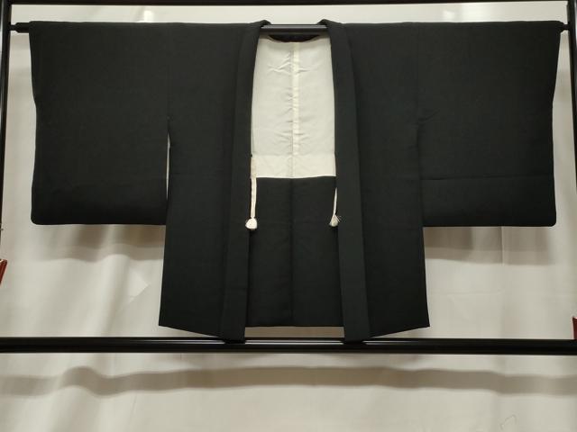 平和屋着物＃中国三大刺繍　相良刺繍　総刺繍　羽織　草花文　黒地　正絹　逸品　CABF6173dy