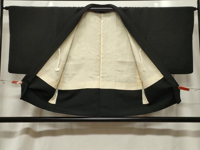平和屋着物＃羽織　寿光織　枝菊　黒地　金糸　正絹　逸品　CABF6176dy