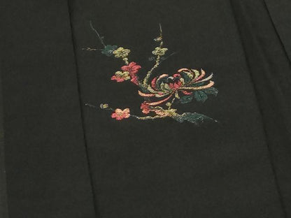 平和屋着物＃羽織　寿光織　枝菊　黒地　金糸　正絹　逸品　CABF6176dy