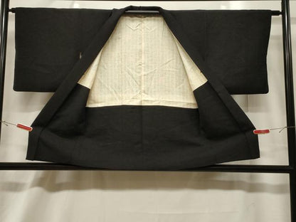平和屋着物＃羽織　絞り　葡萄蔦の葉文　黒地　正絹　逸品　CABF6185dy