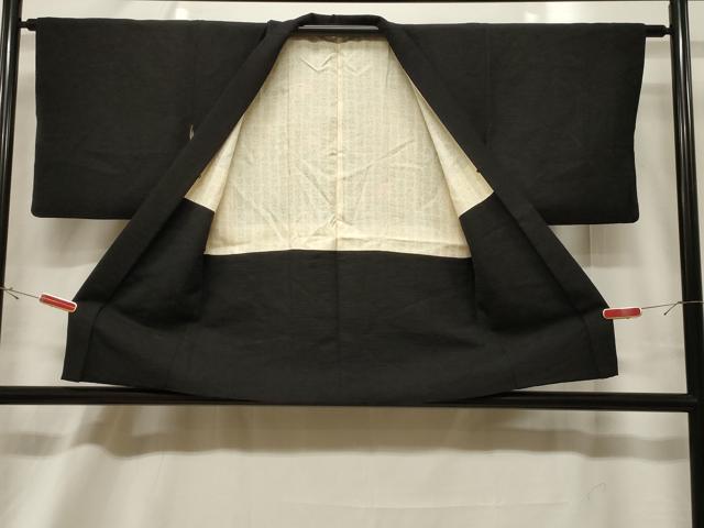 平和屋着物＃羽織　絞り　葡萄蔦の葉文　黒地　正絹　逸品　CABF6185dy