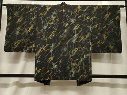 平和屋着物＃羽織　寿光織　霞文　黒地　金糸　正絹　逸品　CABF6186dy