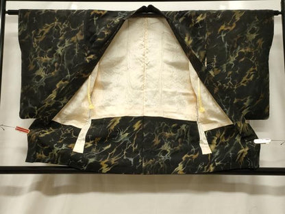 平和屋着物＃羽織　寿光織　霞文　黒地　金糸　正絹　逸品　CABF6186dy