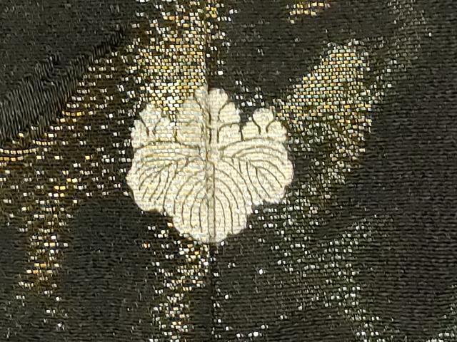 平和屋着物＃羽織 寿光織 霞文 黒地 金糸 正絹 逸品 CABF6186dy