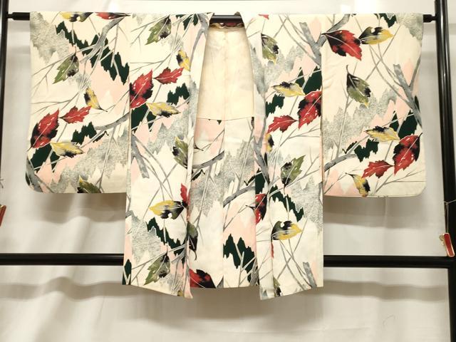 平和屋着物＃アンティーク　大正ロマン　羽織　枝葉文　金彩　正絹　逸品　CABF6188dy