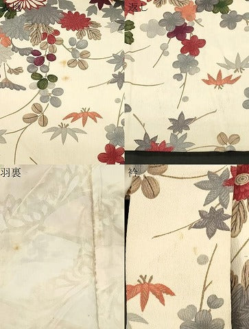 平和屋着物＃羽織　草花文　正絹　逸品　CABF6190dy