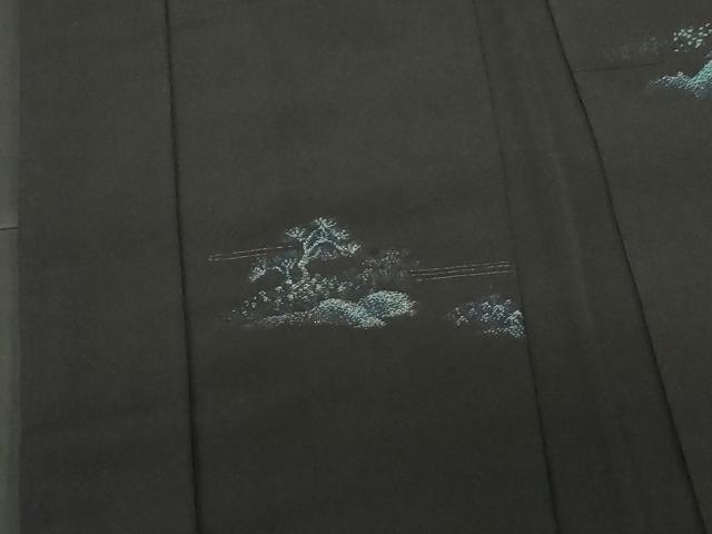 平和屋着物＃羽織　寿光織　風景文　黒地　金糸　正絹　逸品　CABF6199dy