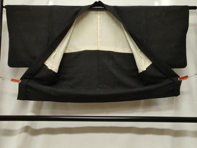 平和屋着物＃羽織　霞地紋　黒地　正絹　逸品　CABF6202dy