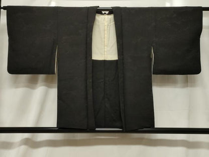 平和屋着物＃羽織　霞地紋　黒地　正絹　逸品　CABF6202dy