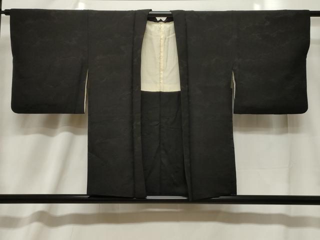 平和屋着物＃羽織　霞地紋　黒地　正絹　逸品　CABF6202dy