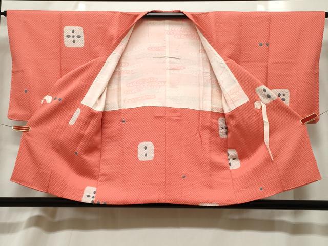 平和屋着物＃道行コート　絞り　幾何学文　正絹　逸品　CABF6207dy