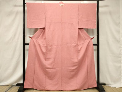 平和屋着物■上質な色無地 幾何学地紋 薄紅色 正絹 逸品 未使用 CABF6211dy