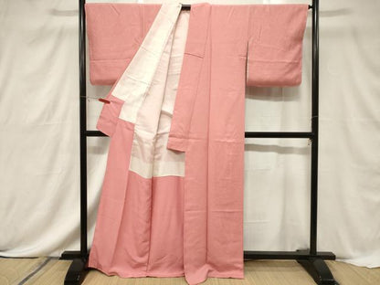 平和屋着物■上質な色無地 幾何学地紋 薄紅色 正絹 逸品 未使用 CABF6211dy