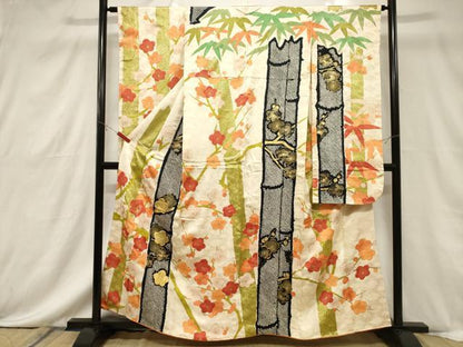 平和屋着物■豪華振袖 駒刺繍 絞り 枝梅文 金彩 正絹 逸品 CABF6212dy