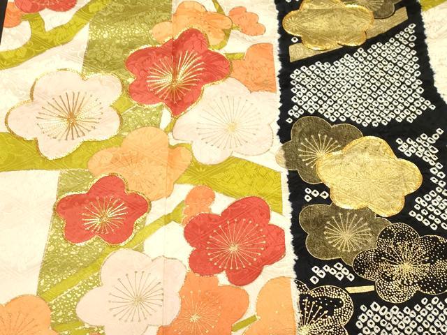 平和屋着物■豪華振袖 駒刺繍 絞り 枝梅文 金彩 正絹 逸品 CABF6212dy